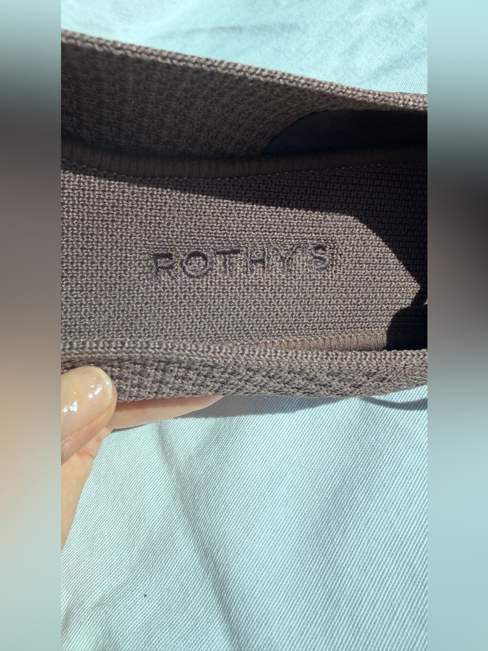 Rothy’s Maple Brown Ballet Flats Shoes Slip On Ankle Tie Square Toe Knit Mesh 7 - Picture 6 of 9
